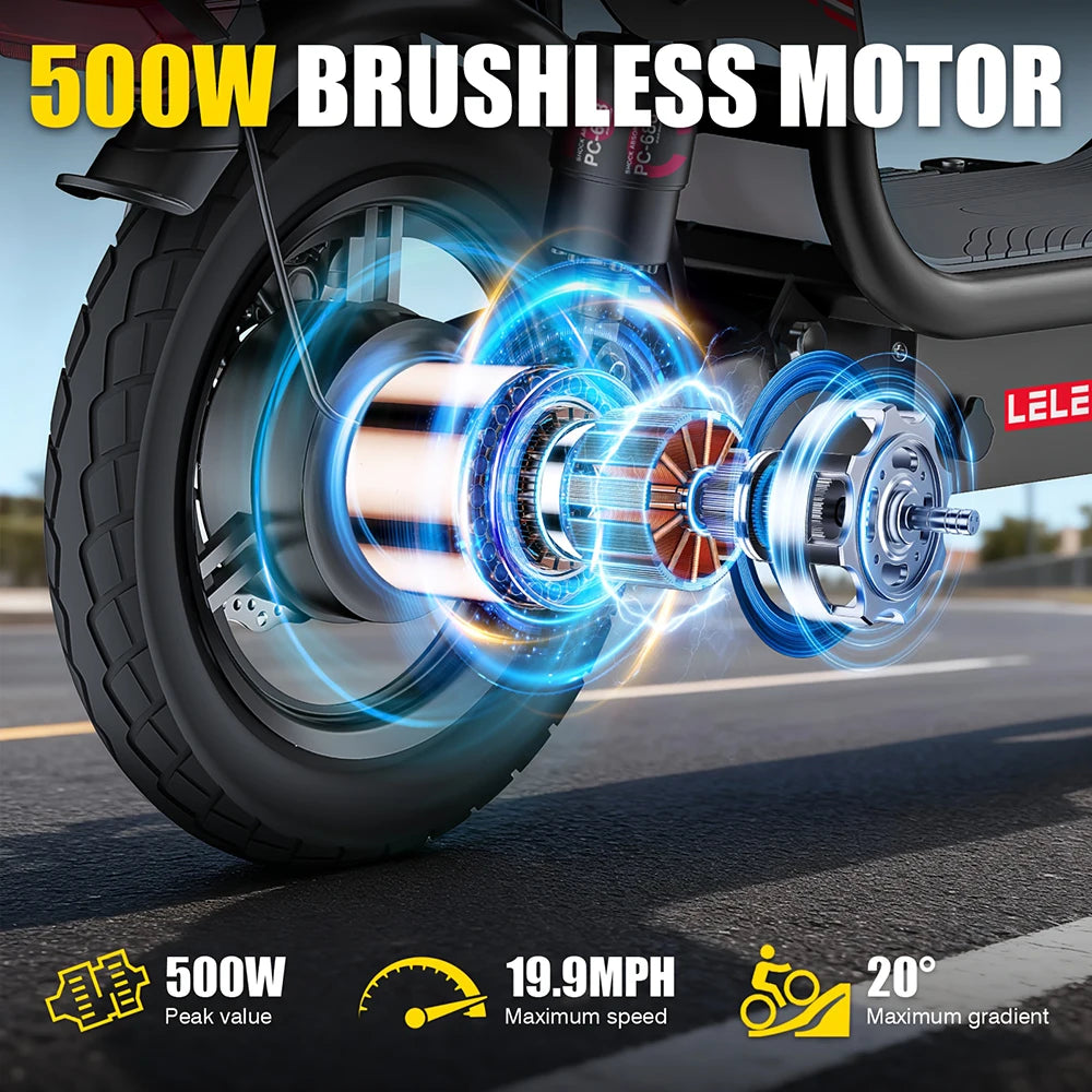 US Ready UL Certified Strong Scooter for Heavy Adults 330lbs 20MPH 28Mi Range 500W Motor Dual Brakes Front Basket T3