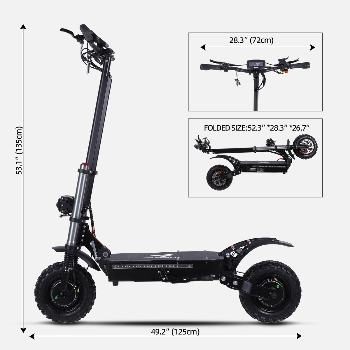 FREEBOY Electric Scooter Powerful 11-inch Foldable Hybrid Dual-suspension Adult Off-road E-Scooter for Adults Portable
