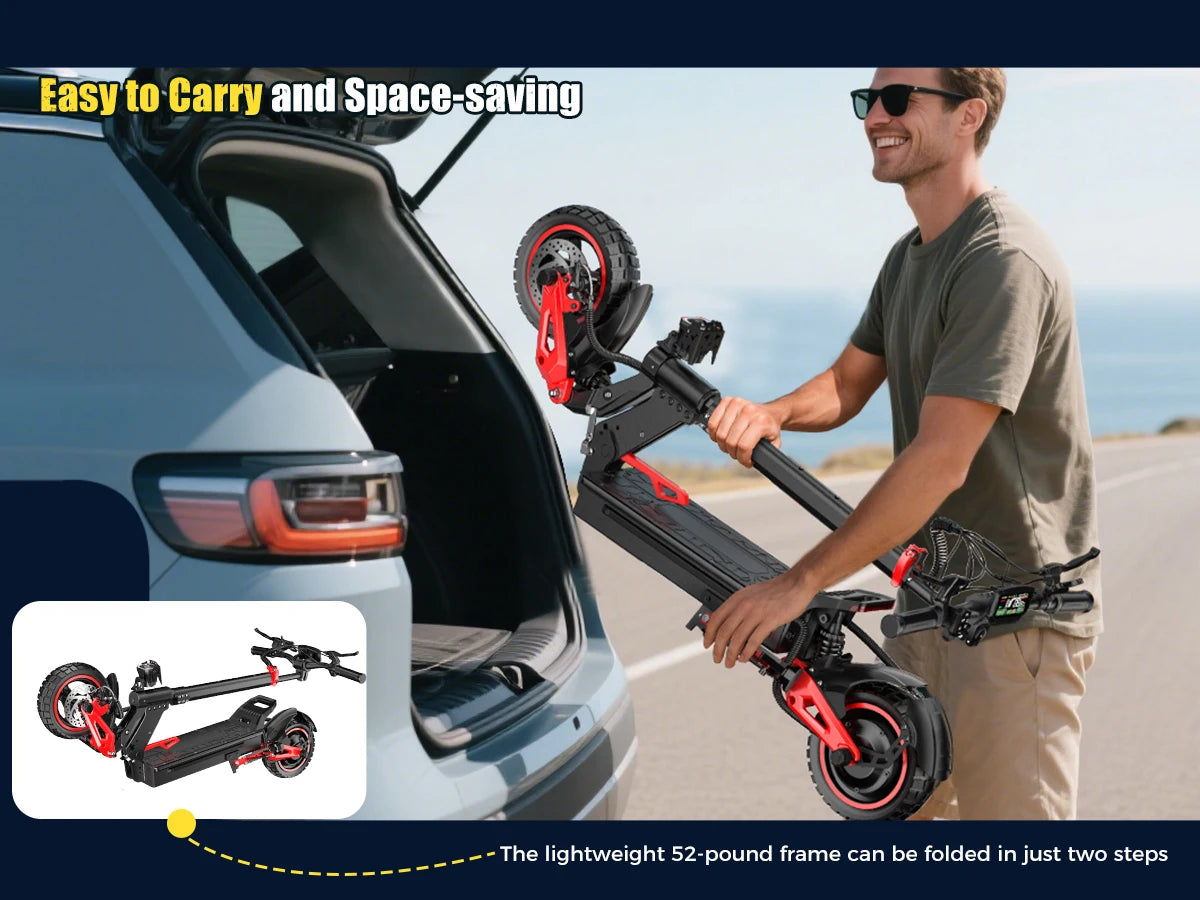 Freeboy Foldable Waterproof Electric Scooter Dual Suspension High Speed Long Range 11 Inch Off-road for Adult