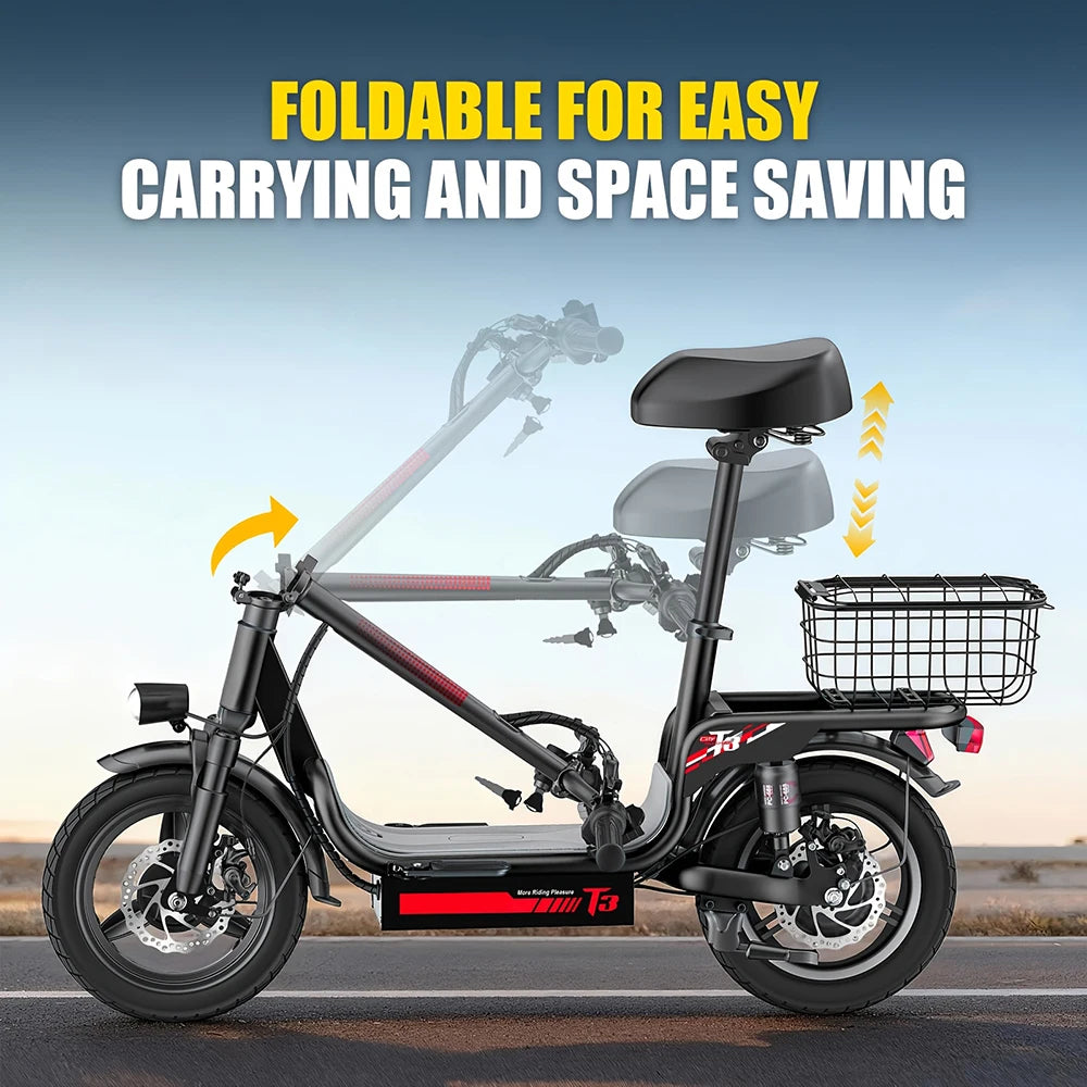 US Ready UL Certified Strong Scooter for Heavy Adults 330lbs 20MPH 28Mi Range 500W Motor Dual Brakes Front Basket T3