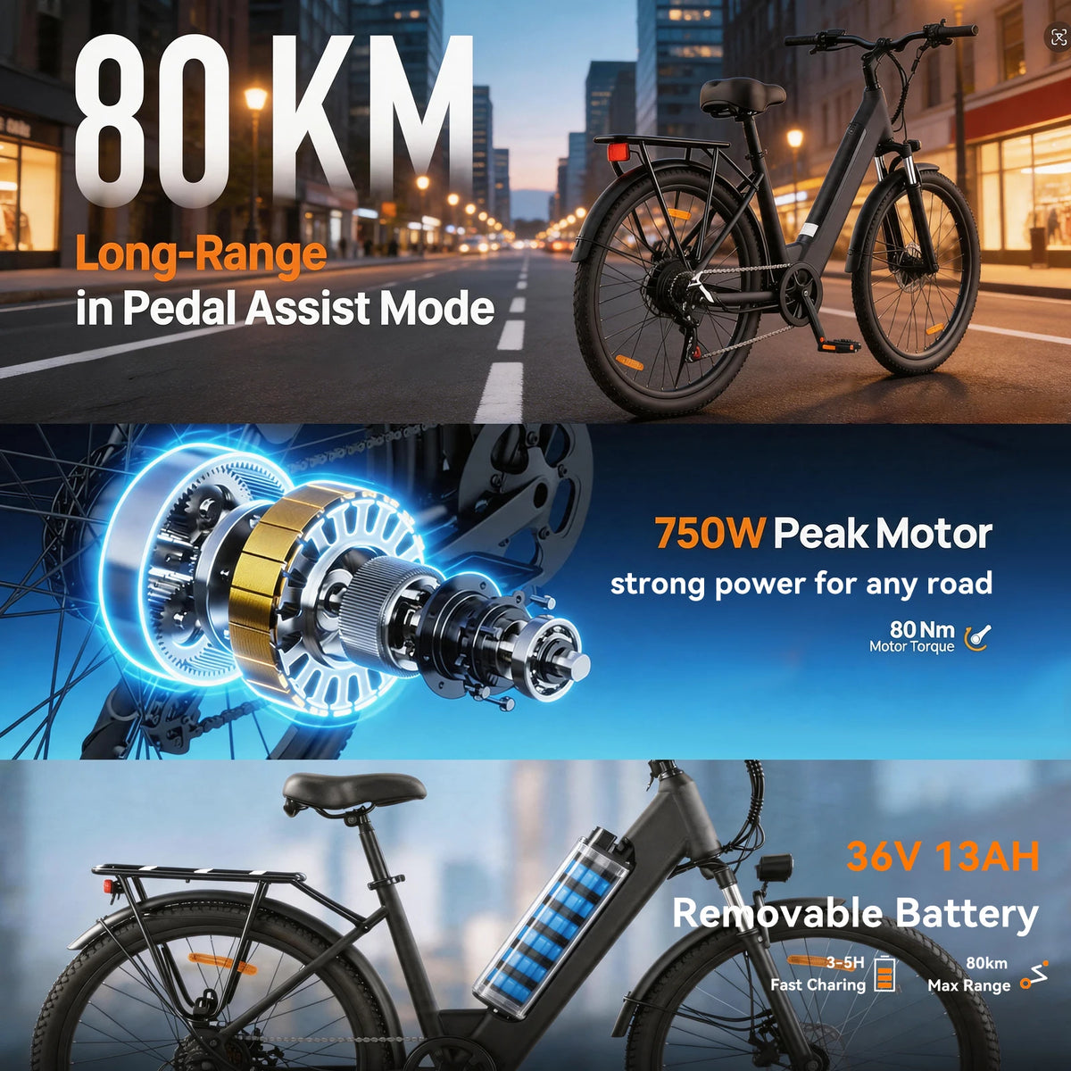 26″ Electric City Bike
